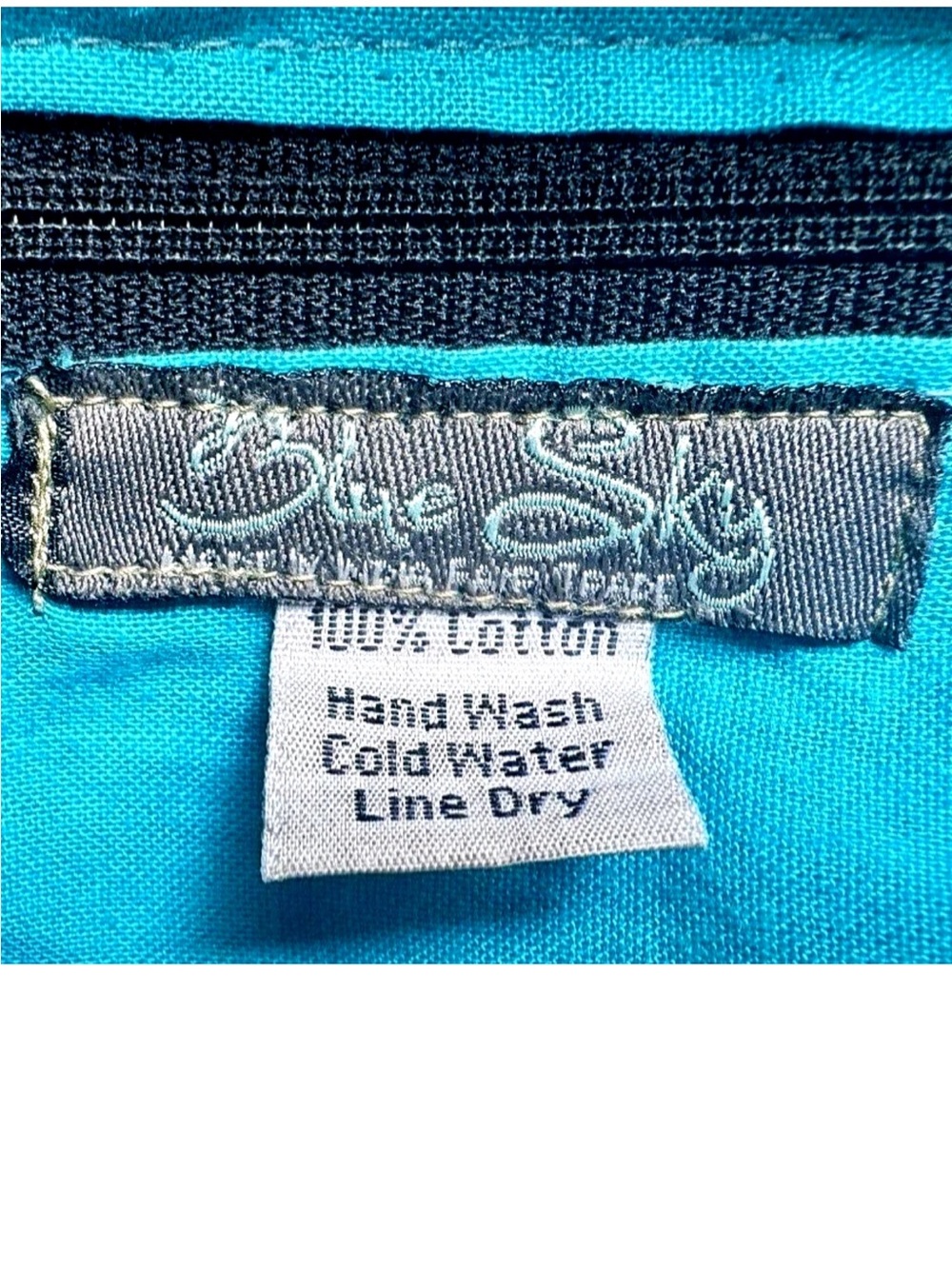 💙BLUE SKY💙 COTTON CANVAS LINEN TIE-DYE FLORAL EMBROIDERY 9 POCKET ZIP AROUND BAG - Picture 10 of 16